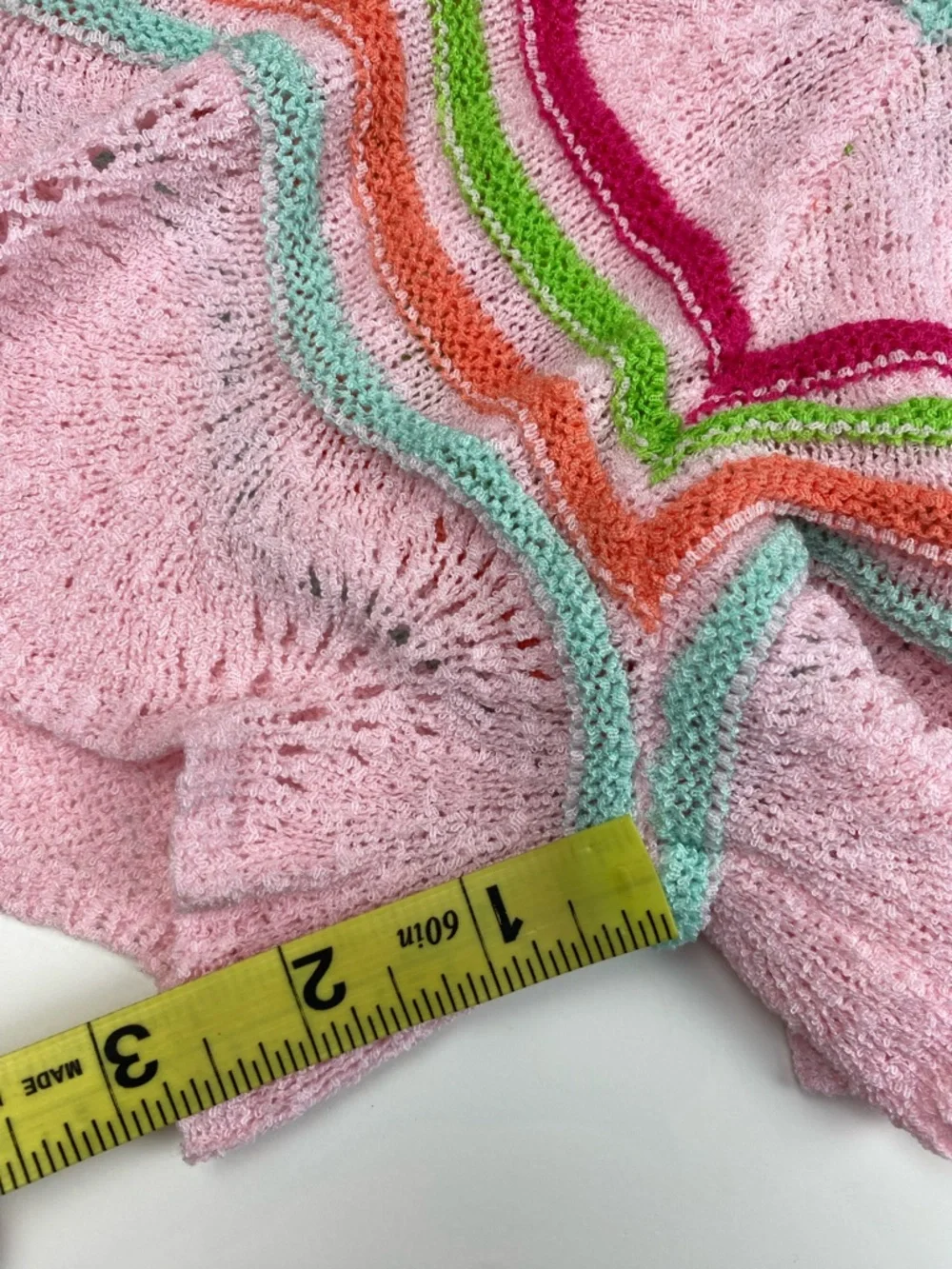 Multi-Color Rainbow Crochet Mini Dress Shorts - Picture 7 of 8